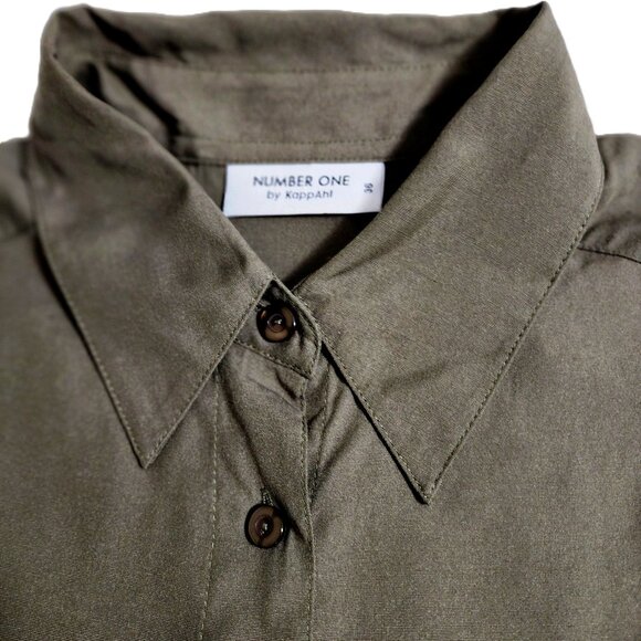 KappAhl Number One Womens Cool Sage Collard Buttondown Down Long Sleeve Size 36 - Picture 3 of 8